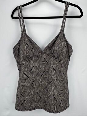 Garnet Hill Black and White Geometric Swim Tank